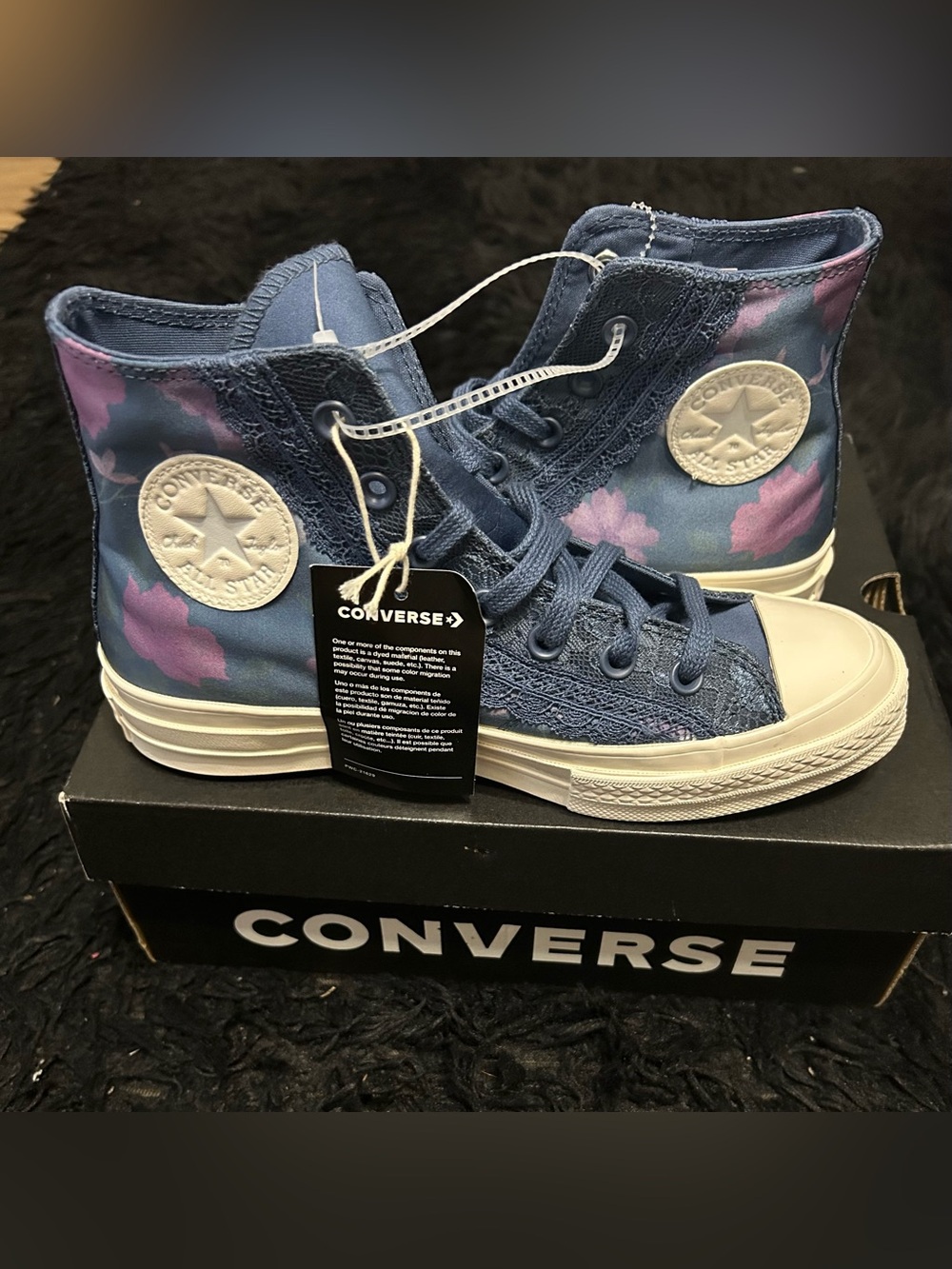 CONVERSE Chuck 70 floral satin hi top lace up shoes sneakers women’s 8 new